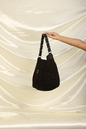 Chanel Black Leather Camellia Flower Bag