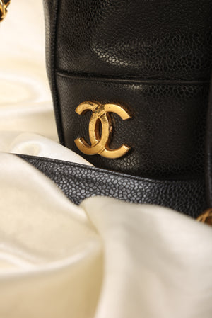Chanel Caviar Logo Mini Bucket