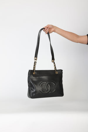 Chanel 1991 Double-Sided Caviar Turnlock Tote