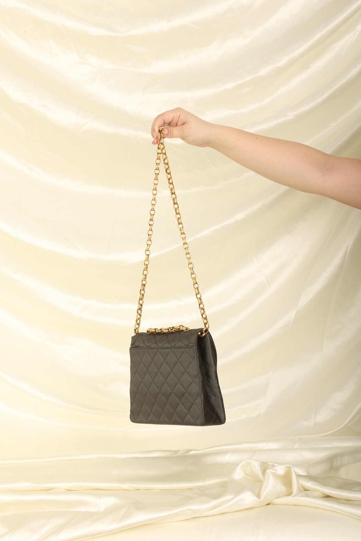 Vintage Chanel Quilted Satin Shoulder Bag