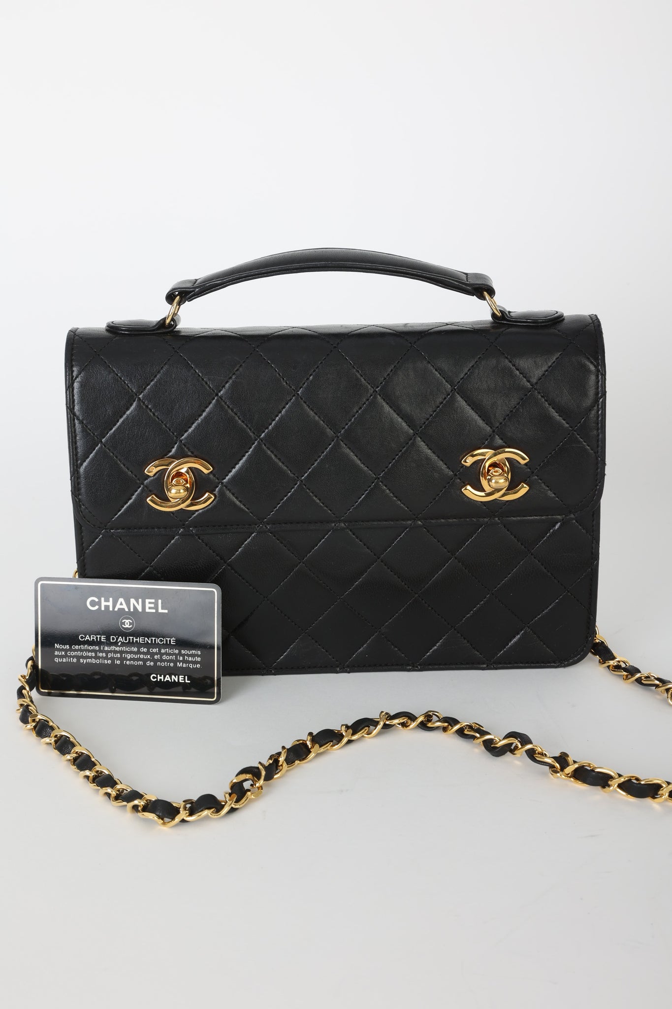 Chanel Lambskin Double Turnlock Mini Briefcase
