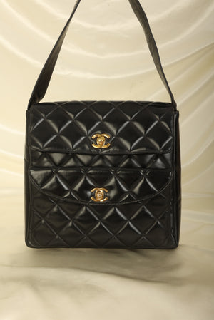 Ultra-Rare Chanel Patent Double Turnlock Shoulder Bag