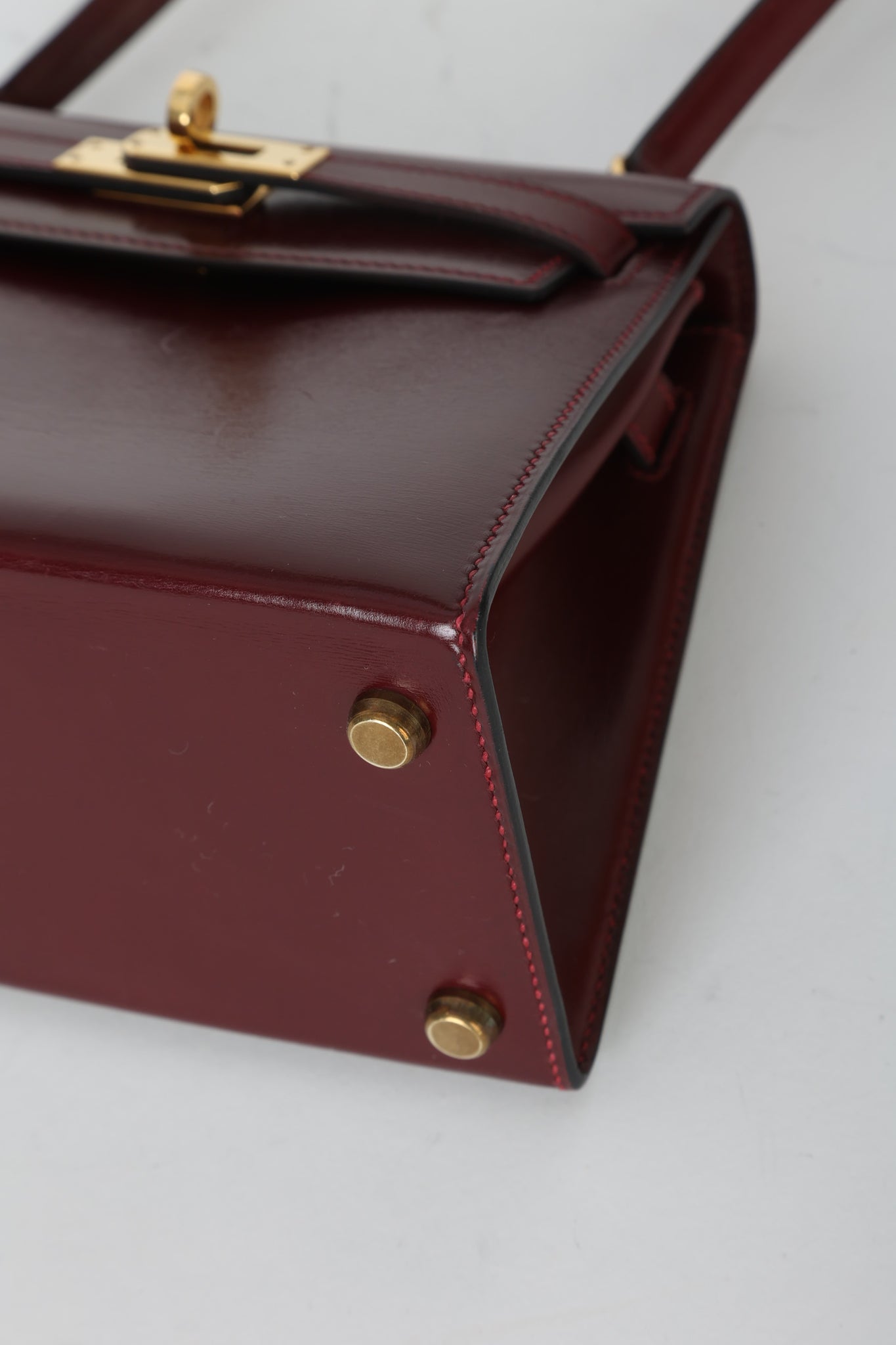 Extremely Rare Hermès 1986 Box Sellier Bordeaux Mini Kelly