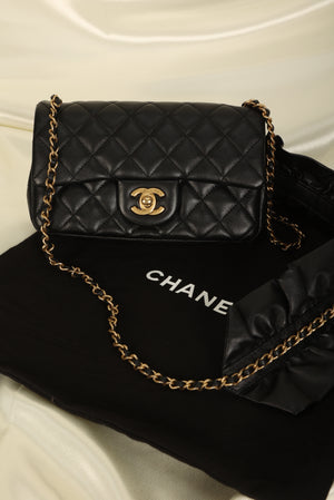 Rare Chanel 2020 Ruffle Chain Rectangular Mini Flap