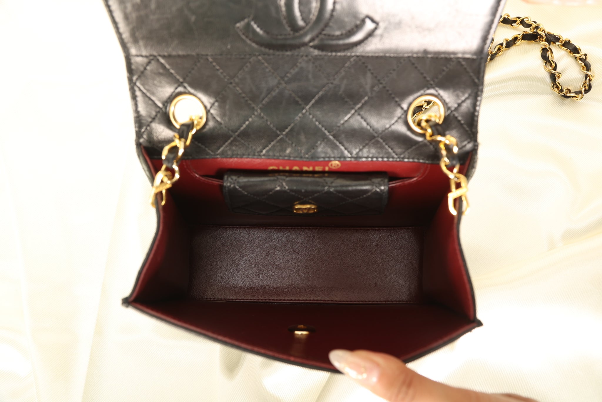 Rare Chanel Lambskin Mini Trapezoid with Pouch