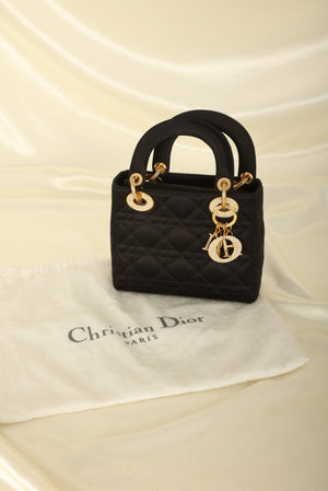 Extremely Rare Dior Satin Cannage Crystal Mini Lady
