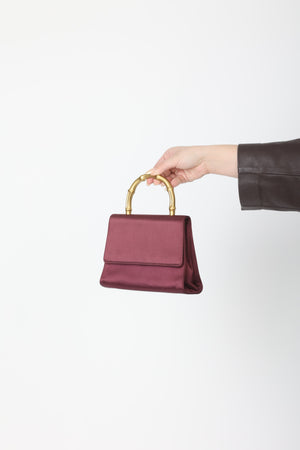 Gucci Gold Bamboo Satin Mini Top Handle Bag