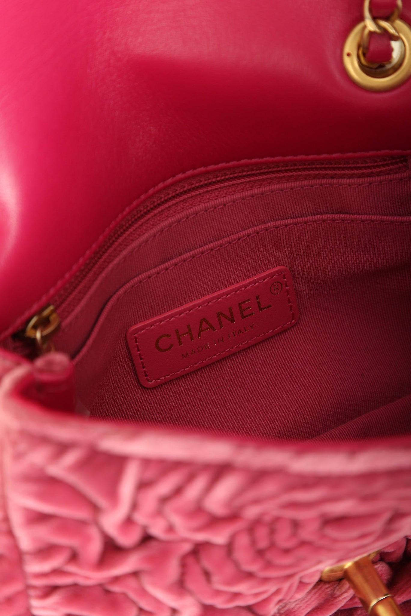 Rare Chanel 2021 Velvet Camellia Mini Square Flap