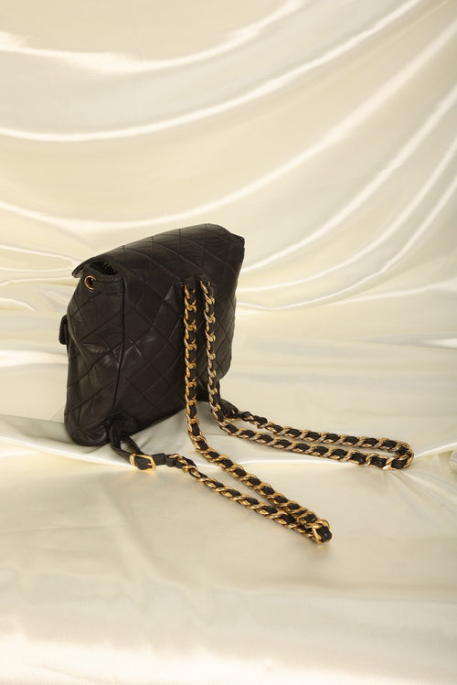 Chanel Vintage Classic Black Double CC Turnlock Backpack Bag - LAR Vintage