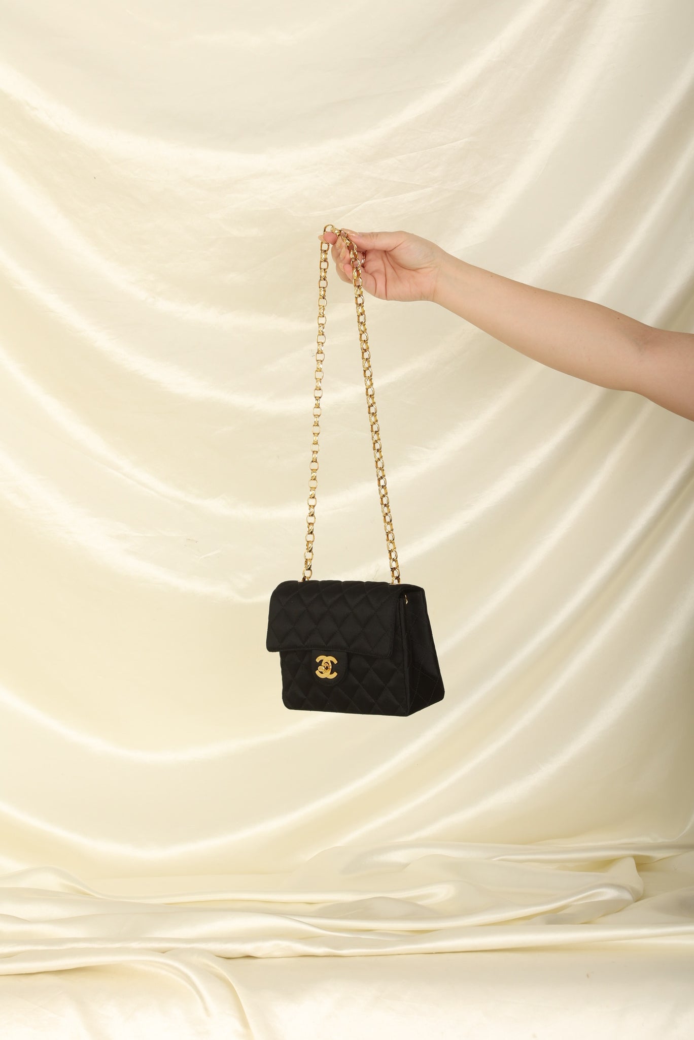 Chanel Black Classic Quilted Square Mini 2.55 Flap Bag 24k Gold