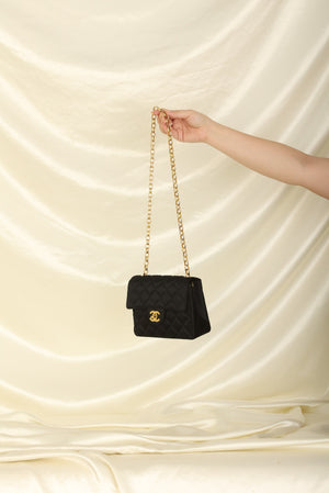 Chanel vintage Caviar Bag Top Handle Mademoiselle With 24K GHW Gold Big CC