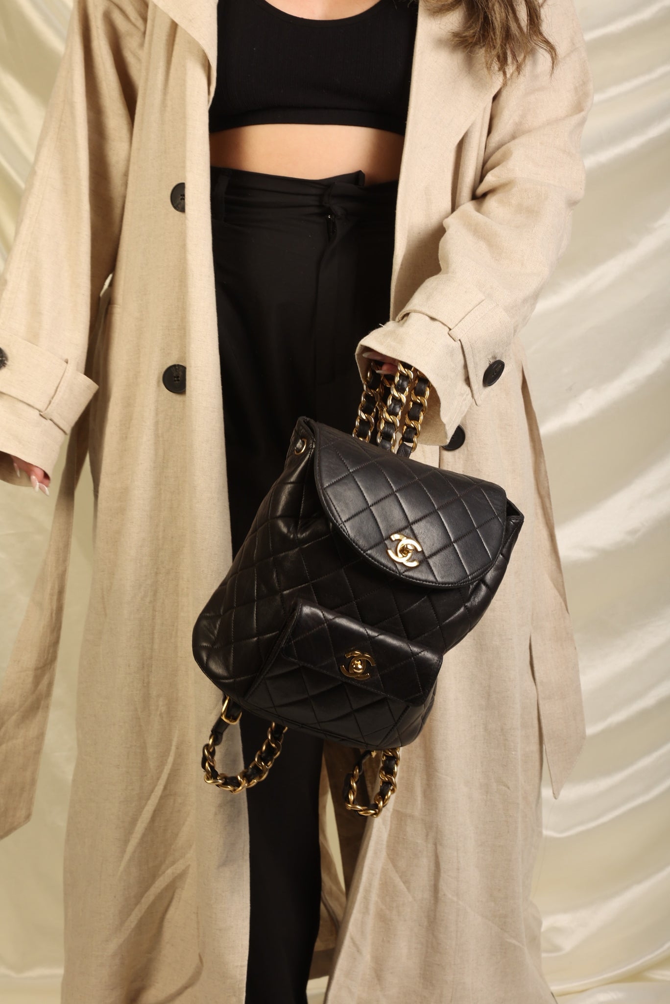 Chanel Black Leather Mademoiselle Turn Lock Flap Bag Chanel