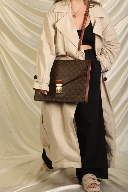 Louis Vuitton Monceau 28 Crossbody Shoulder Hand Bag Briefcase(Brown)