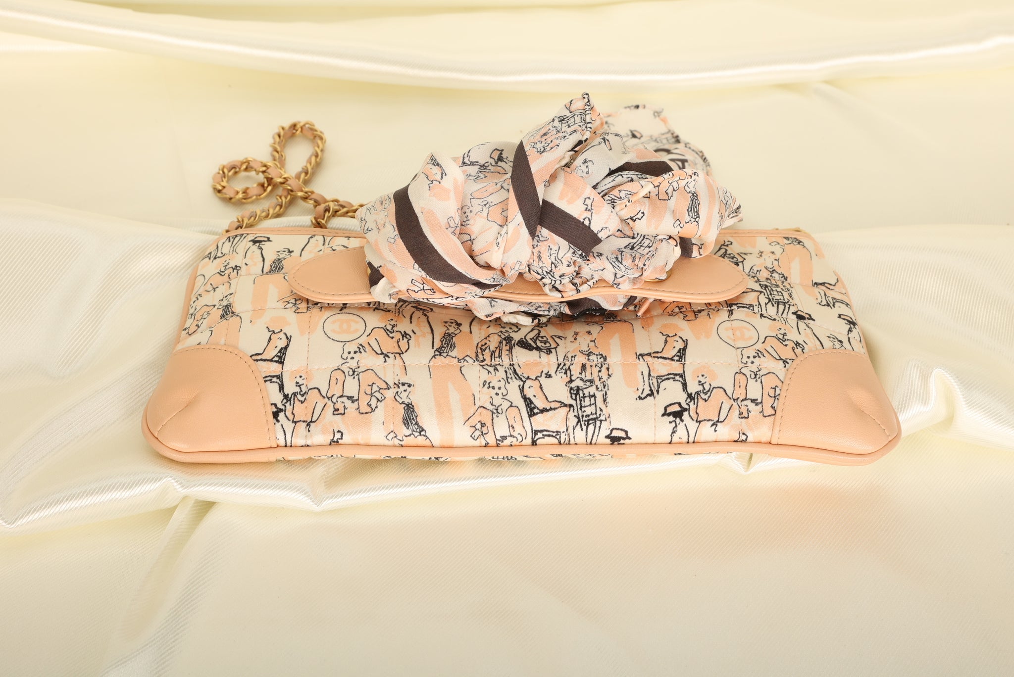 Extremely Rare Chanel Coco Mademoiselle Satin Scarf Pochette