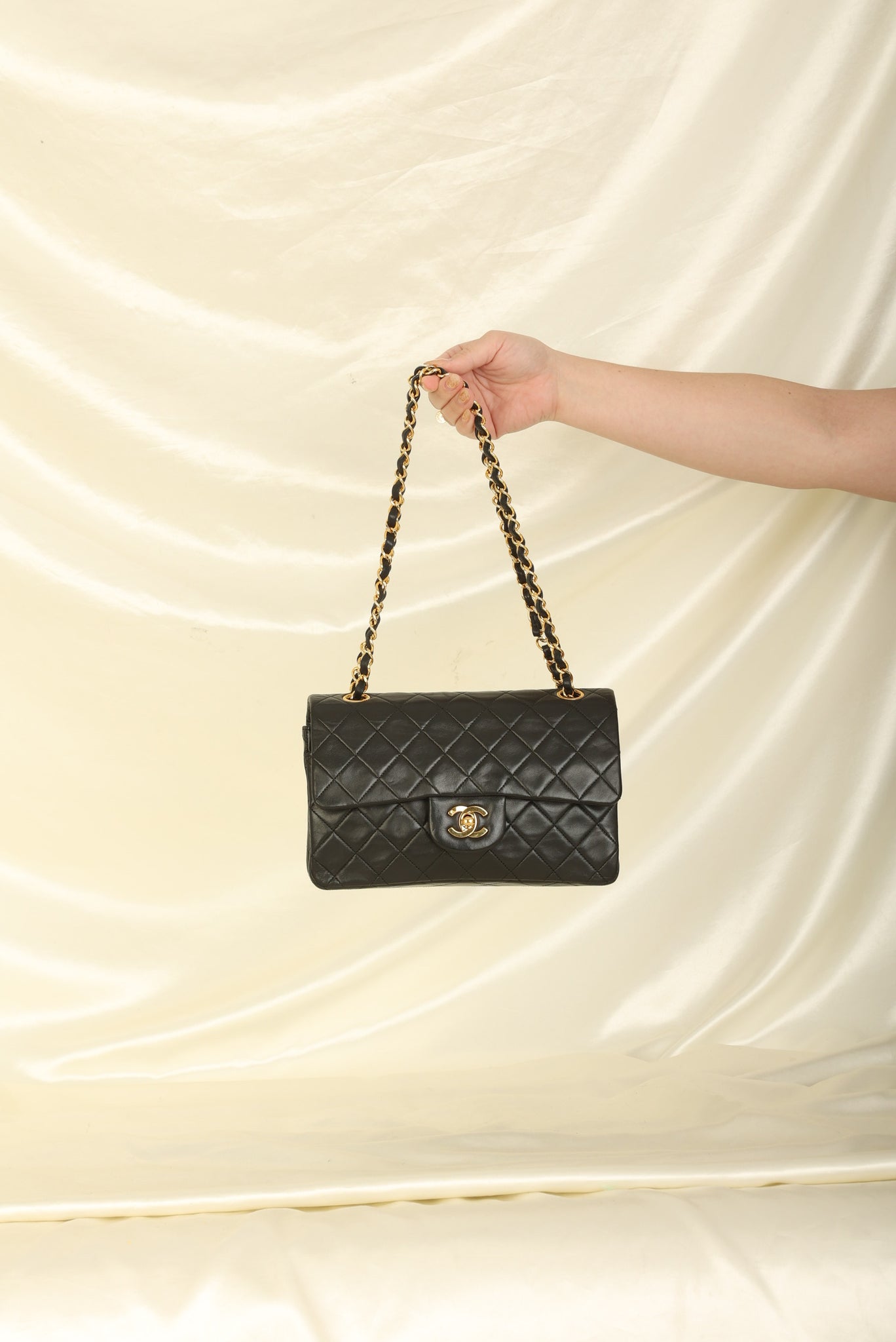 Chanel Vintage Black Quilted Lambskin Small Classic Double Flap