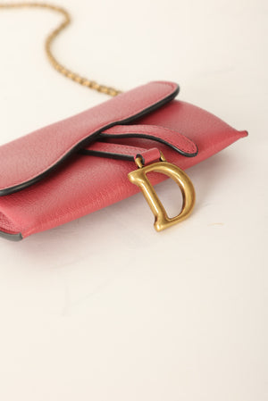 Dior 2021 Saddle Calfskin Cardholder on Chain