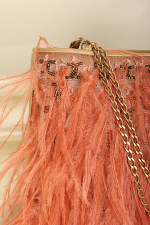 Ultra-Rare Chanel Beaded Feather Chain Mini Bag