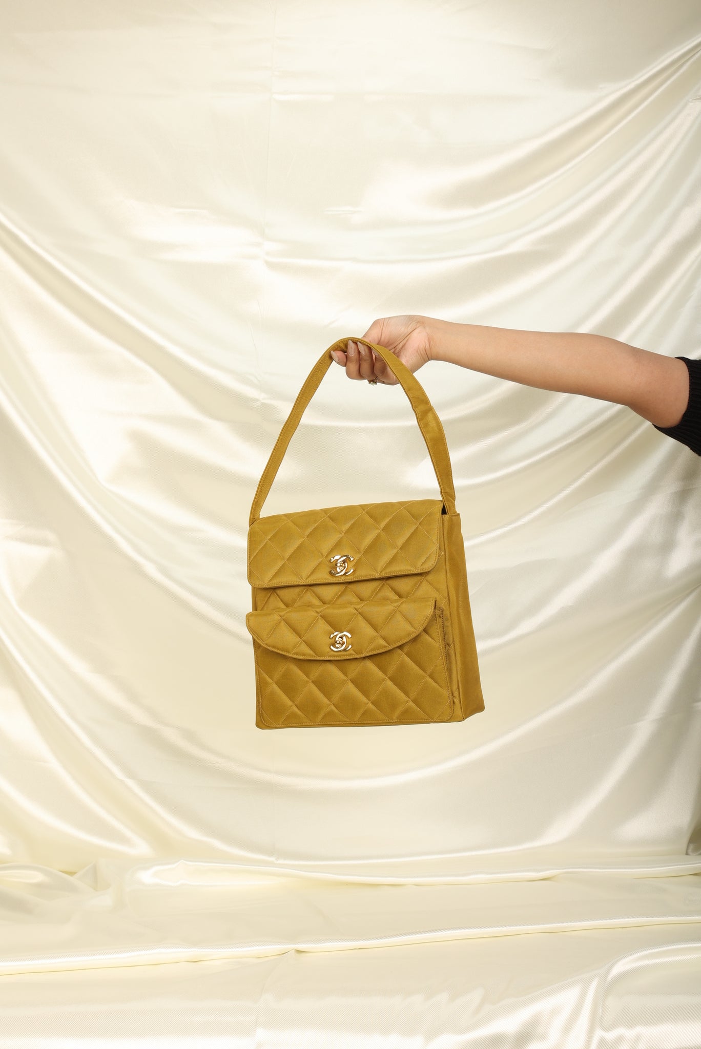 Extremely Rare Chanel Chartreuse Double Turnlock Bag