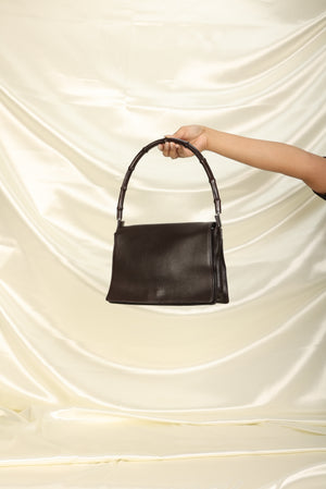 Rare Gucci Leather Bamboo Flap Bag