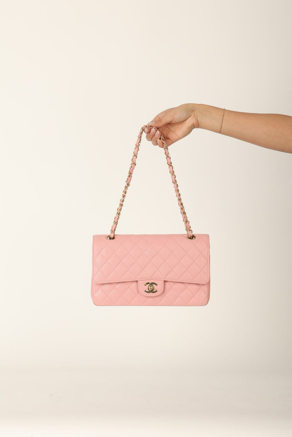 23K Pink Caviar Quilted 22 Bag Mini