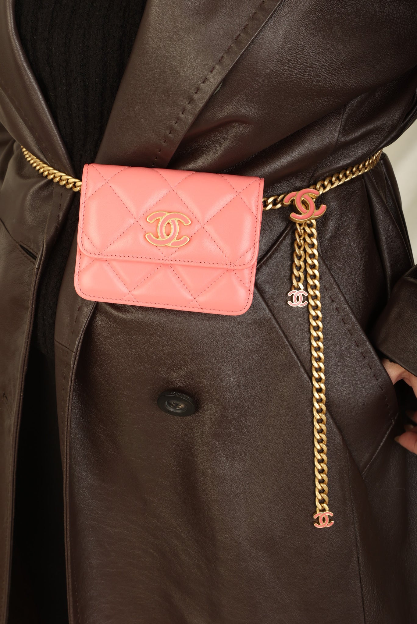 Chanel 2021 Lambskin Chain Waist Bag