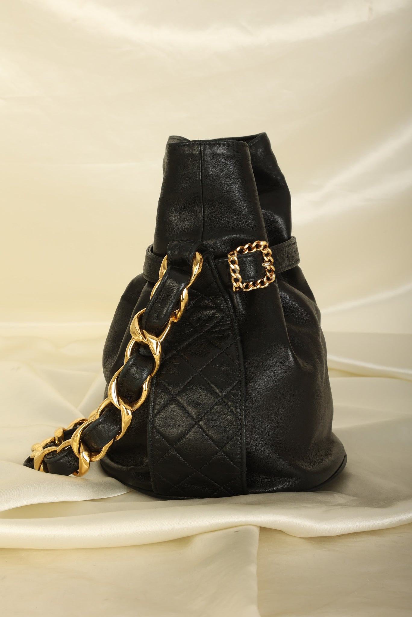 Rare Chanel Lambskin Mini Chain Bucket Bag
