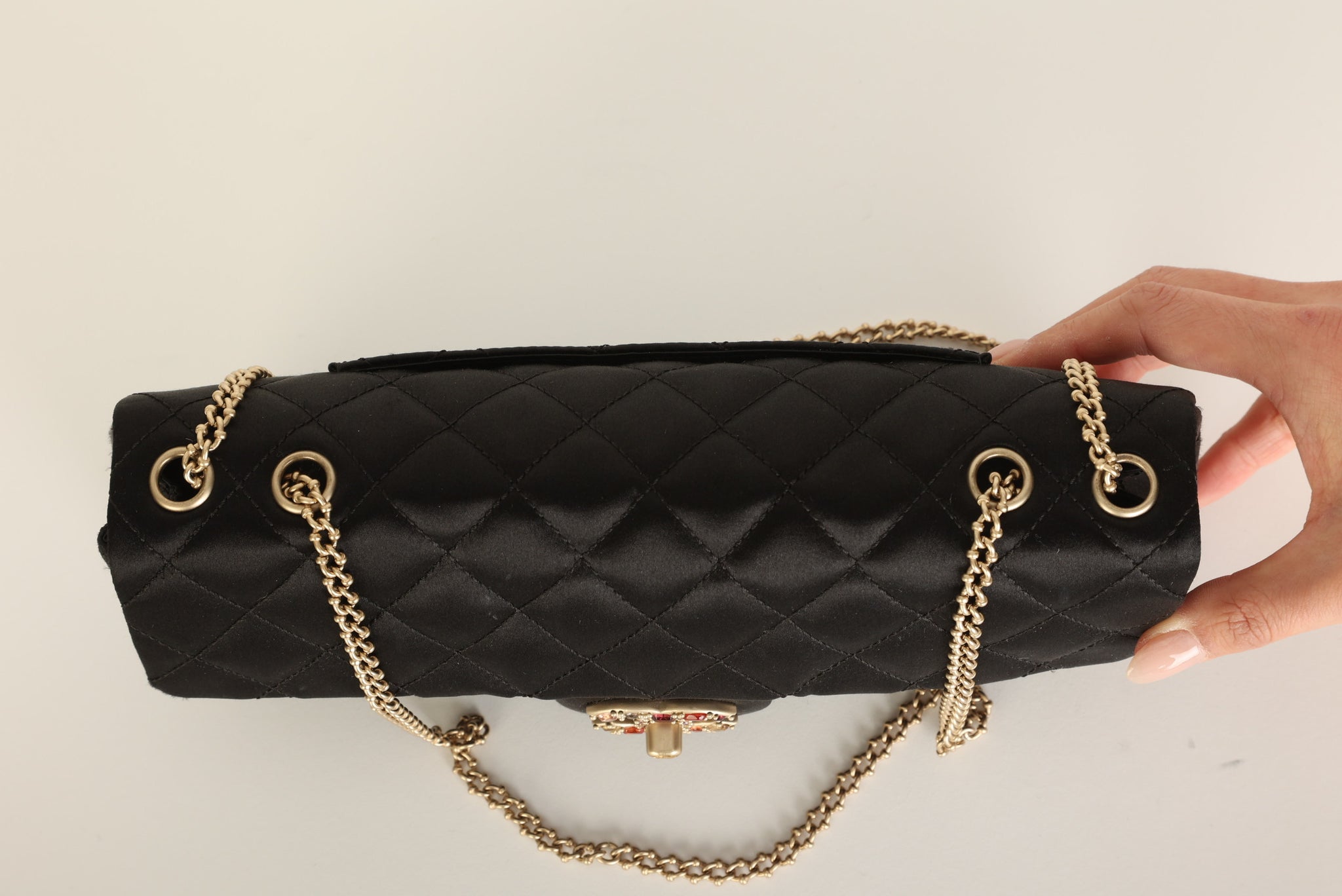 Extremely Rare Chanel 2008 Satin Gemstone East West