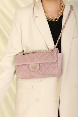 Rare Chanel Calfskin Lavender East West Flap Bag
