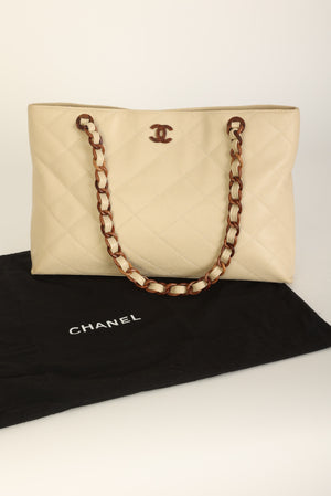 Chanel 2000 Caviar Wood Chain Tote