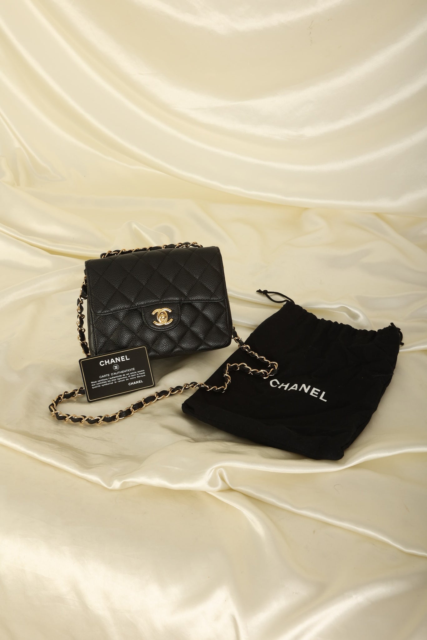 Extremely Rare Chanel 2006 Caviar Mini Square Flap
