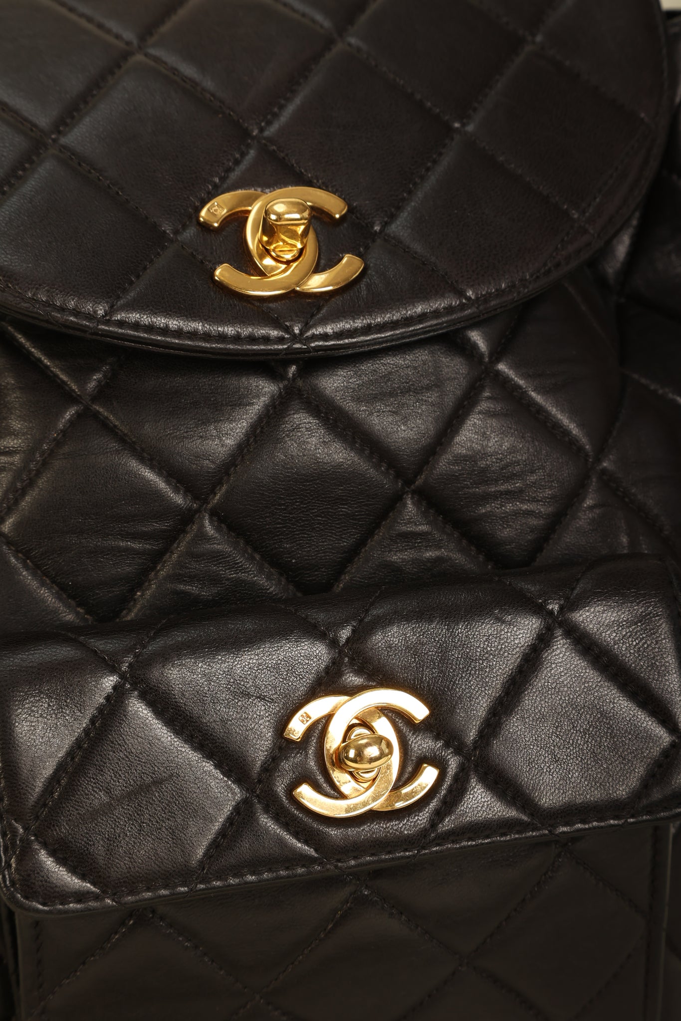 Chanel Lambskin Double Turnlock Backpack