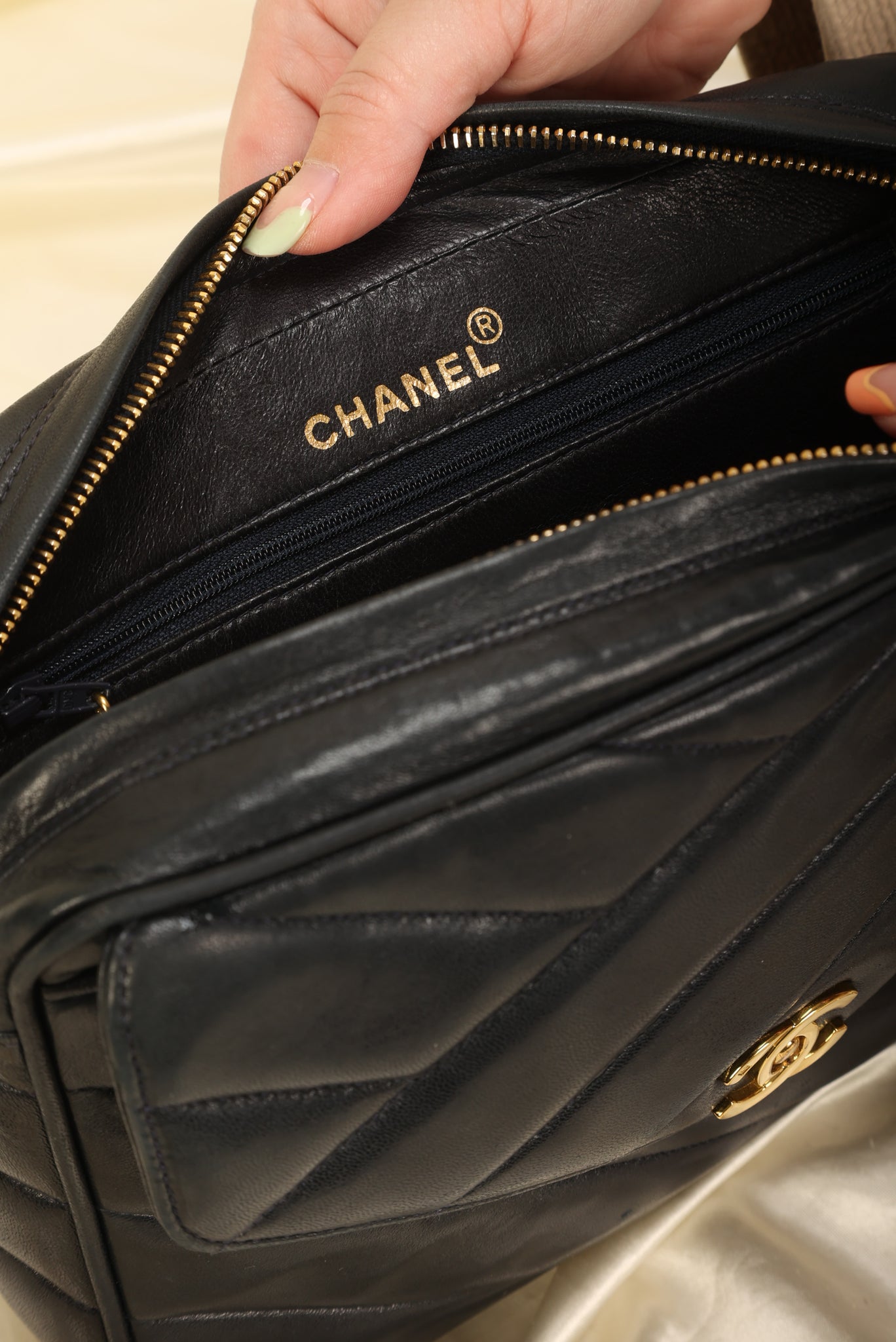 Chanel Lambskin Chevron Camera Bag