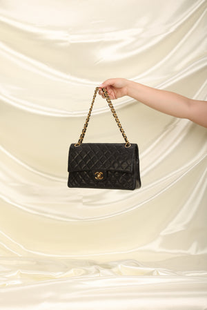 Chanel Black Quilted Lambskin Vintage Medium Double Sided Classic