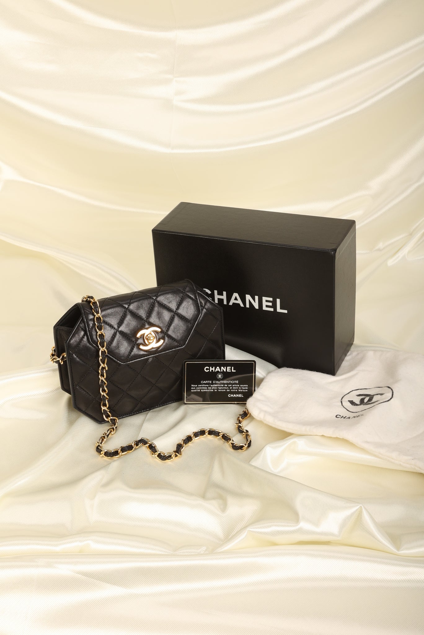 black on black chanel purse box