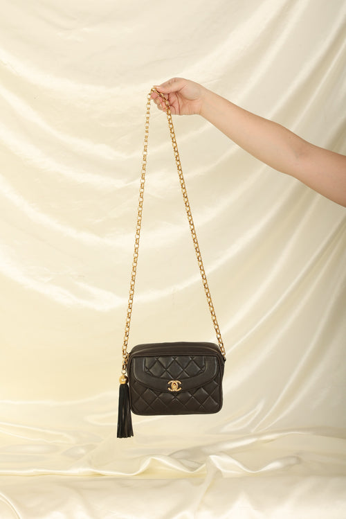 NIB 100%AUTH Chanel Classic Black Lambskin Card Holder Belt Bag Light Gold  HDW
