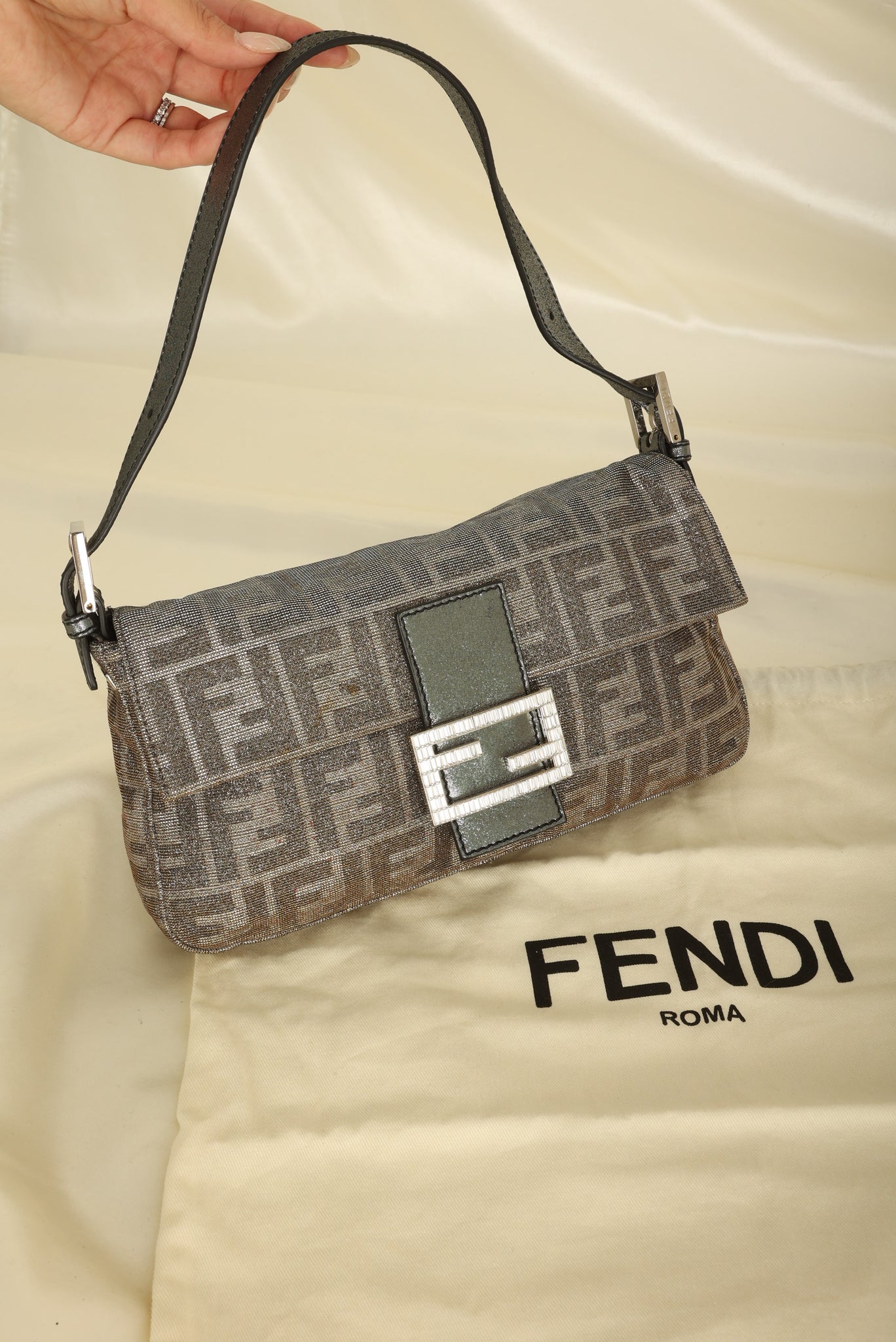 Limited Edition Fendi Zucca Crystal Baguette
