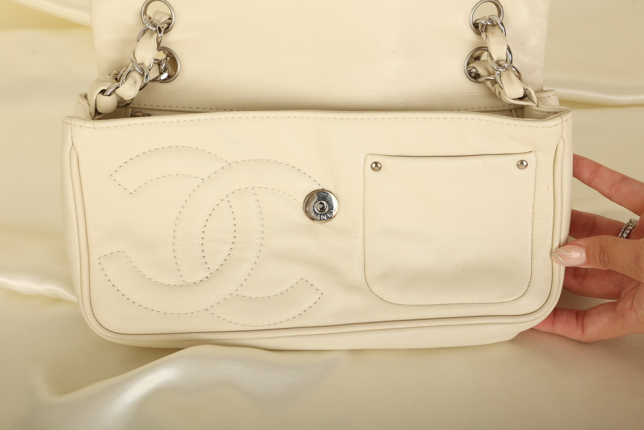 Chanel 2006 Calfskin Diagonal CC Flap Bag