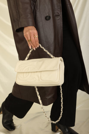 Chanel 2006 Calfskin Diagonal CC Flap Bag