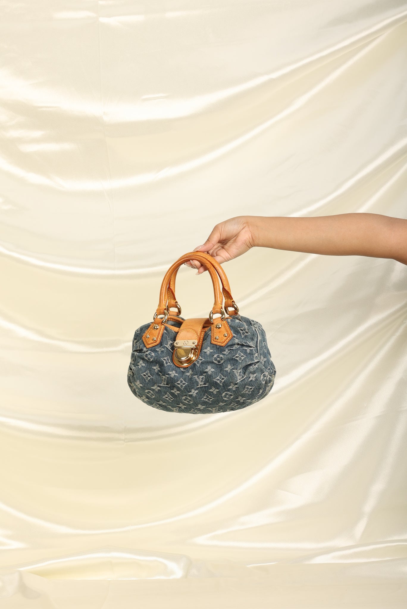 Louis Vuitton Mini Pleaty Monogram Denim Top Handle Bag on SALE