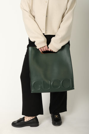 Gucci Embossed Leather Shopper Tote