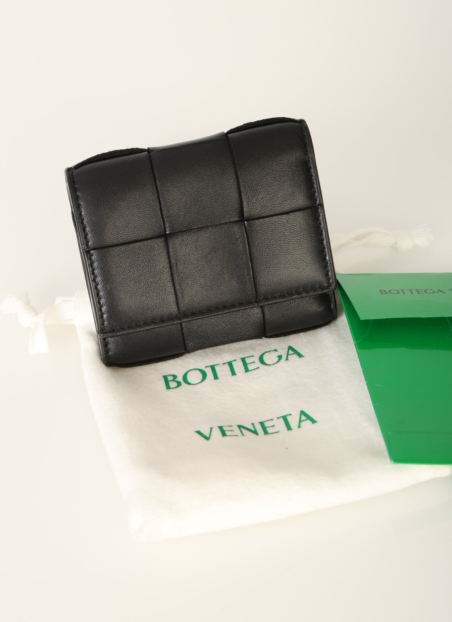 Bottega Veneta Small Cassette Tri-Fold Zip Wallet w/ Chain