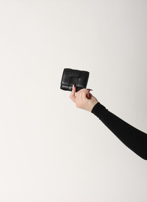 Bottega Veneta Small Cassette Tri-Fold Zip Wallet w/ Chain