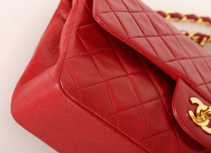 Chanel 1991 Lambskin Small Red Double Flap