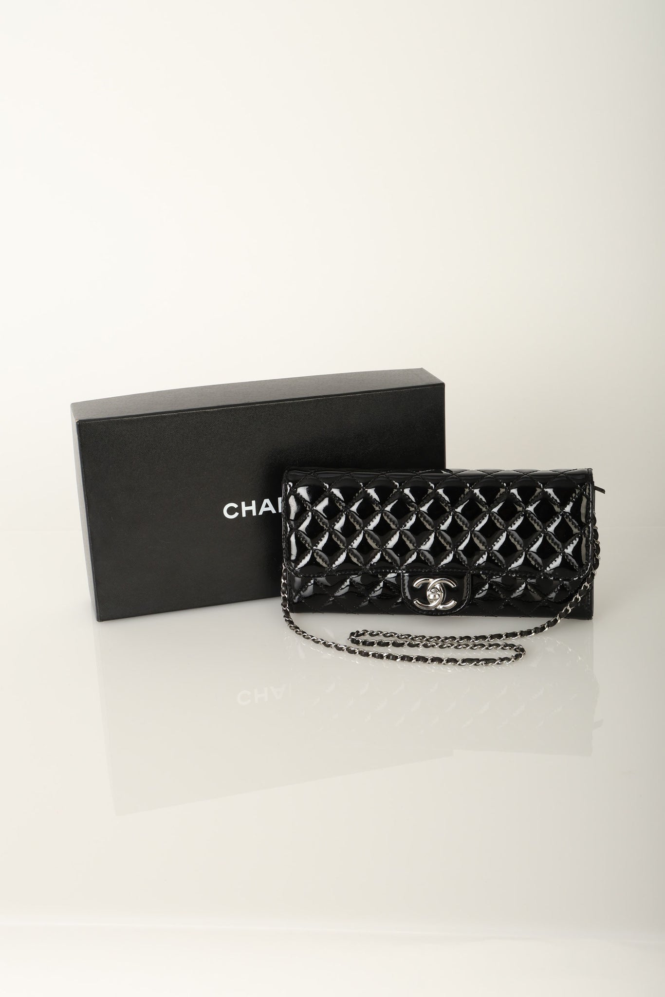 Chanel 2011 Patent Leather East West Wallet on Chain