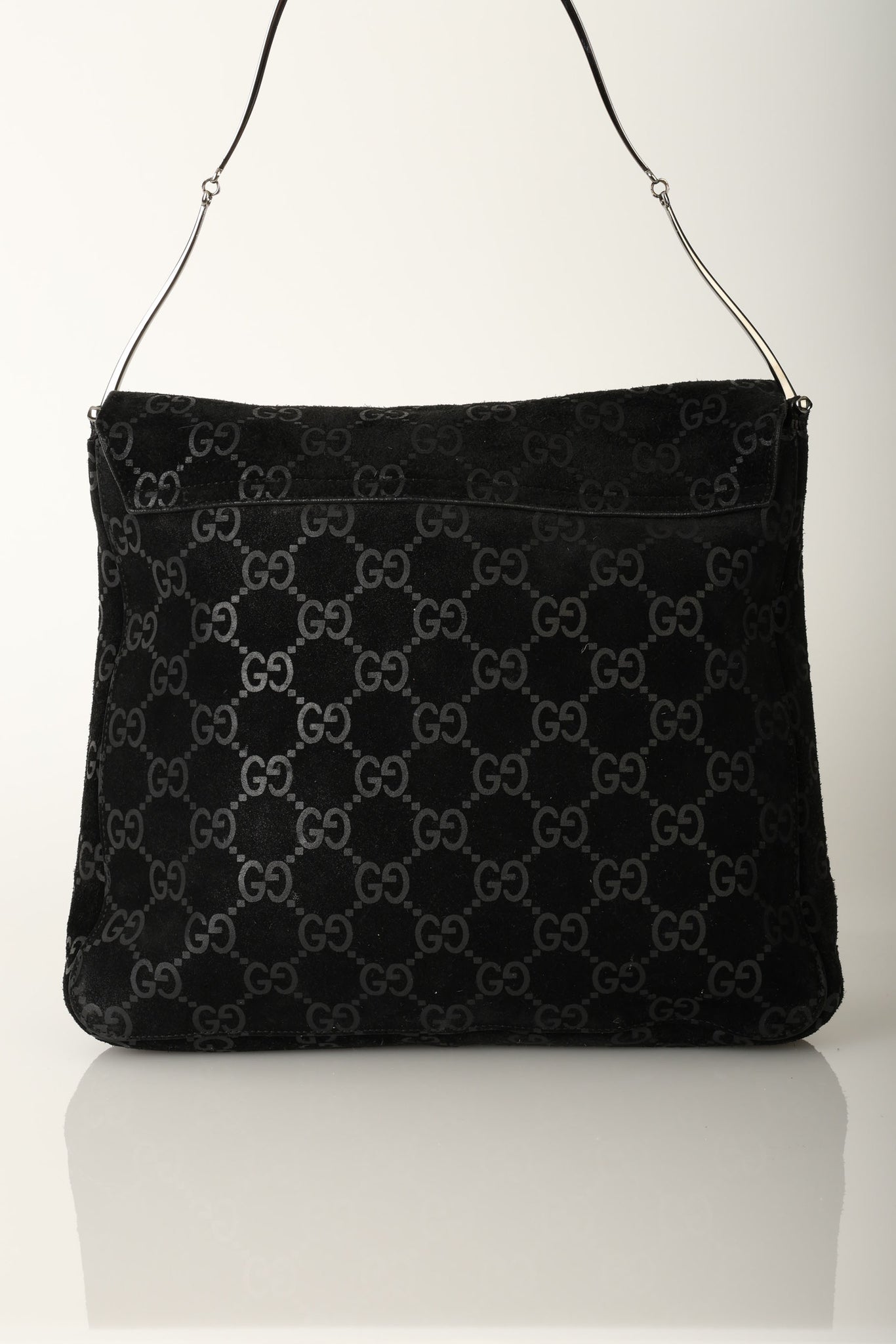 Gucci Suede Monogram Shoulder Bag w/ Pouch