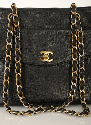 Chanel 1997 Caviar Turnlock Zip Tote