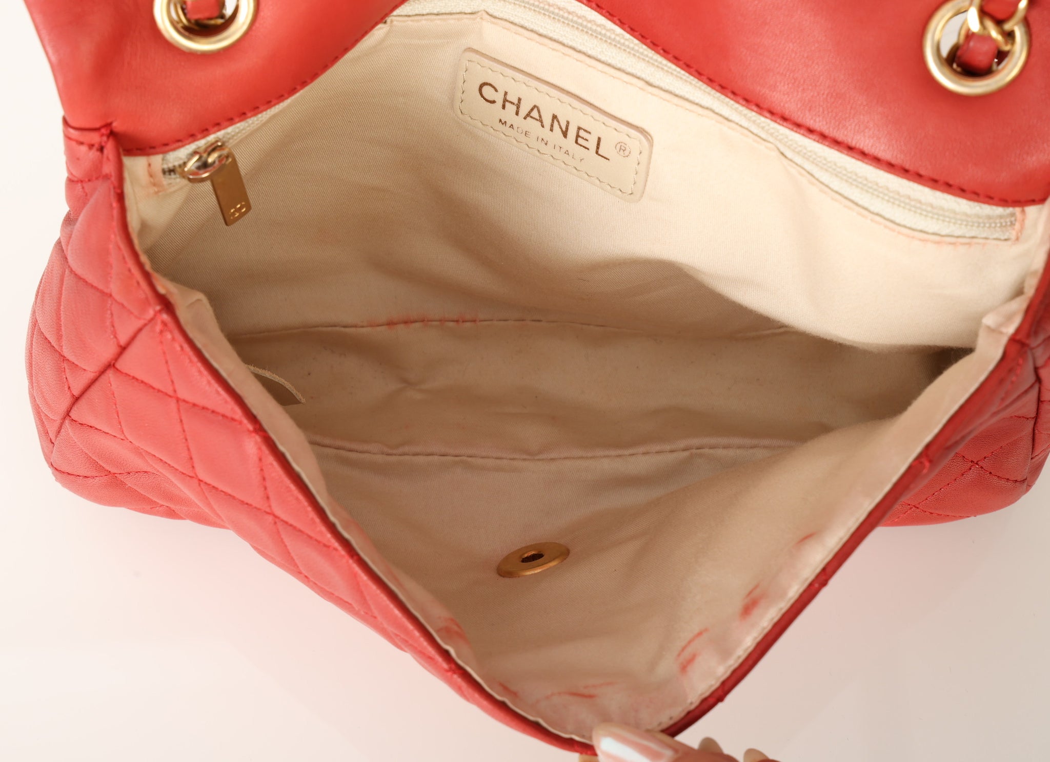 Rare Chanel 2010 Calfskin Chain Charm Flap