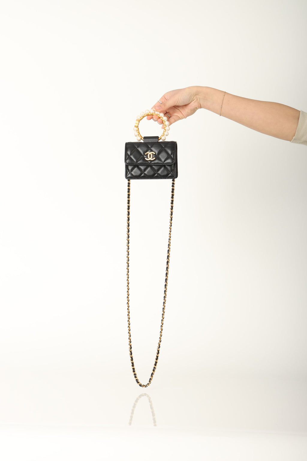 Chanel 2021 Lambskin Pearl Bracelet Bag