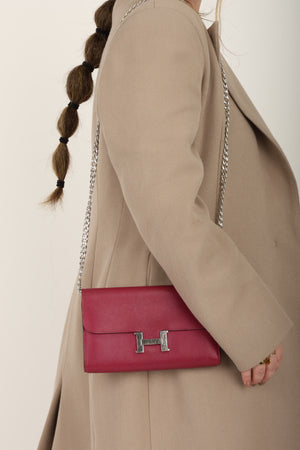 Hermès 2012 Epsom Constance Wallet Tosca w/ Chain