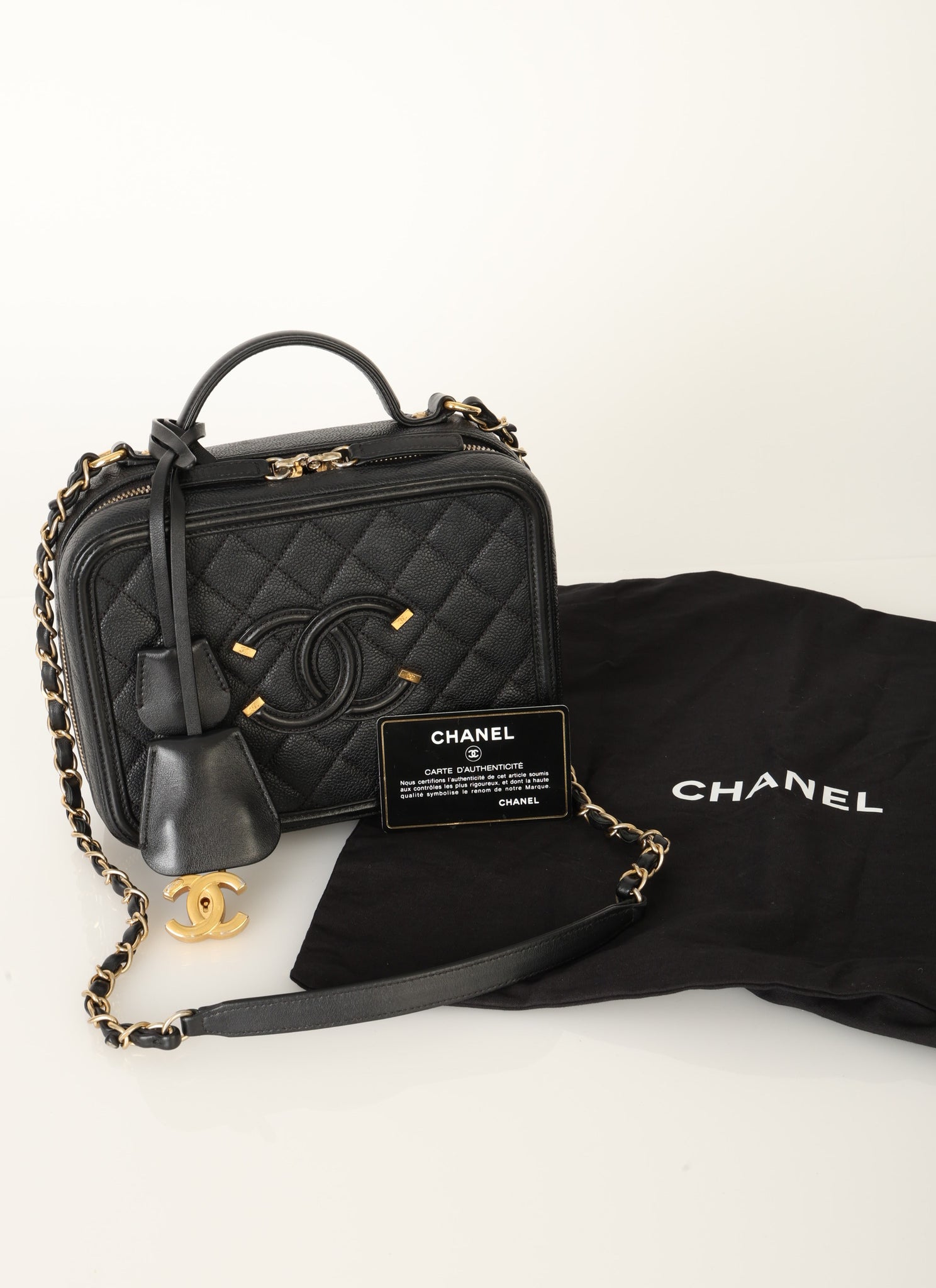 Chanel Caviar Medium Filigree Vanity Case